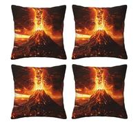 kkvhhyuo Lot de 4 housses de coussin carrées décoratives avec imprimé volcan pour maison, salon, chambre à coucher, lit, canapé - 45,7 x 45,7 cm
