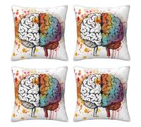 kkvhhyuo Lot de 4 housses de coussin décoratives carrées décoratives pour canapé et maison - 30,5 x 30,5 cm - Motif cerveau gauche et droit