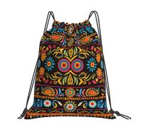 kkvhhyuo Moose Mountain Pine Tree Wilderness Sac à dos avec cordon de serrage et sangles réglables pour le sport, les voyages, la natation, l'école, Art folk mexicain bohème, One Size, Sac à dos