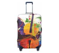 kkvhhyuo Music 2 Housse de protection élastique pour valise de 45,7 à 81,3 cm, Noir/blanc, Petit, Imprimé