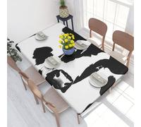 kkvhhyuo Nappe de table rectangulaire robuste avec bordure élastique pour salle à manger, fête en plein air - Motif vache noire et blanche - 122 x 76 cm