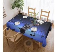 kkvhhyuo Nappe imprimée microphone avec notes de musique 137 x 183 cm, recatangle, lavable, nappe de table saisonnière pour la maison, la cuisine, les fêtes, l'extérieur, pique-nique, décoration de