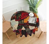 kkvhhyuo Nappe ronde de 152,4 cm, motif éléphant africain, patchwork, nappe décorative pour tables de salle à manger, mariages, fêtes, pique-nique, décoration d'intérieur