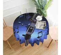 kkvhhyuo Nappe ronde imprimée microphone avec notes de musique de 152,4 cm, tissu polyester de qualité supérieure pour table à manger, terrasse, cuisine et fête en plein air, décoration d'intérieur