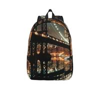 kkvhhyuo New York Manhattan Bridge Night Sac à dos en toile avec impression nocturne, sac à dos d'école, sac à dos de voyage pour ordinateur portable pour homme et femme, pour le travail, le sport