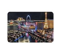 kkvhhyuo Paillasson imprimé Las Vegas Night View - 40 x 60 cm - Anti-saleté - Lavable en machine - Super absorbant - Pour porte d'entrée et porte arrière