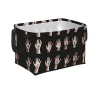 kkvhhyuo Petit panier à linge 24 l avec poignées | Panier de rangement pliable en langue des signes de l'alphabet imprimé pour vêtements, draps, jouets, livres