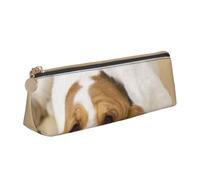 kkvhhyuo Petite trousse à crayons en cuir synthétique avec motif plage et mer - Trousse triangulaire fine à fermeture éclair - Organiseur de papeterie portable pour étudiants, artistes, voyages