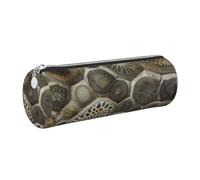 kkvhhyuo Petoskey Trousse à crayons ronde portable en cuir avec fermeture éclair dorée multifonction pour adolescentes, filles et garçons, Argenté., One Size, Organiseur de sac