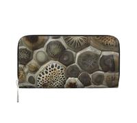 kkvhhyuo Portefeuille long en cuir avec 8 emplacements pour cartes, poche zippée pour pièces de monnaie et deux compartiments pour espèces pour femmes, hommes et femmes., Petoskey Stone, One Size