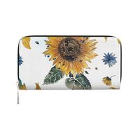 kkvhhyuo Portefeuille long en cuir imprimé feuilles tropicales oiseaux grande capacité avec 8 emplacements pour cartes, poche zippée pour pièces de monnaie et deux compartiments pour espèces pour
