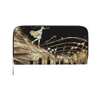 kkvhhyuo Portefeuille long en cuir imprimé notes de musique piano violon grande capacité avec 8 emplacements pour cartes, poche zippée pour pièces de monnaie et deux compartiments pour espèces pour