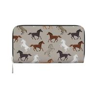 kkvhhyuo Portefeuille long imprimé koala, en cuir synthétique avec 8 emplacements pour cartes, grande capacité, pour un usage quotidien, les voyages, le travail, les cadeaux., Cheval mignon., One Size