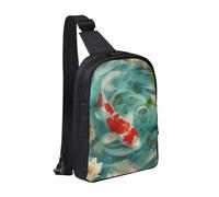 kkvhhyuo Sac à bandoulière avec double fermeture éclair et sangle réglable pour voyage, course à pied, cyclisme, Joli poisson koi japonais, Taille unique