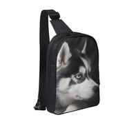 kkvhhyuo Sac à bandoulière avec double fermeture éclair et sangle réglable pour voyage, course à pied, cyclisme, Husky Dog, Taille unique