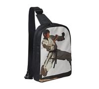 kkvhhyuo Sac à bandoulière avec double fermeture éclair et sangle réglable pour voyage, course à pied, cyclisme, Karaté pour homme, Taille unique