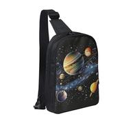 kkvhhyuo Sac à bandoulière avec double fermeture éclair, sangle réglable, sac à bandoulière léger pour voyage, course à pied, cyclisme, Planètes, étoiles et galaxie, Taille unique