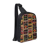kkvhhyuo Sac à bandoulière avec double fermeture éclair, sangle réglable, sac à bandoulière léger pour voyage, course à pied, cyclisme, Motif ethnique africain., Taille unique