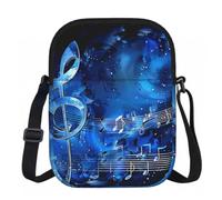 kkvhhyuo Sac à bandoulière pour femme - Mini portefeuille avec fermeture éclair - Sac à main avec sangle réglable (imprimé poulet et coq), Blue Music, Taille unique