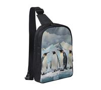 kkvhhyuo Sac à bandoulière rétro imprimé sirène avec deux poches zippées, sangle réglable, sac à bandoulière léger pour voyage, course à pied, cyclisme, Pingouins sur l'Iceberg, Taille unique