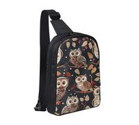 kkvhhyuo Sac à bandoulière rétro imprimé sirène avec deux poches zippées, sangle réglable, sac à bandoulière léger pour voyage, course à pied, cyclisme, Hiboux sur une branche d'arbre, Taille unique