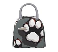 kkvhhyuo Sac à déjeuner isotherme avec imprimé empreintes de pattes d'animaux, sac isotherme réutilisable avec poignée gris clair pour pique-nique, école, bureau
