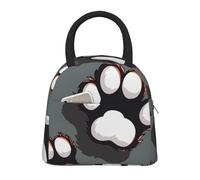 kkvhhyuo Sac à déjeuner isotherme avec imprimé empreintes de pattes d'animaux, sac isotherme réutilisable avec poignée noire, sac fourre-tout pour pique-nique, école, bureau