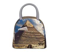 kkvhhyuo Sac à déjeuner isotherme avec imprimé pyramides d'Égypte, sac isotherme réutilisable avec poignée gris clair pour pique-nique, école, bureau