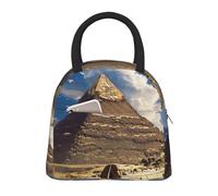kkvhhyuo Sac à déjeuner isotherme avec imprimé pyramides d'Égypte, sac isotherme réutilisable avec poignée noire pour pique-nique, école, bureau