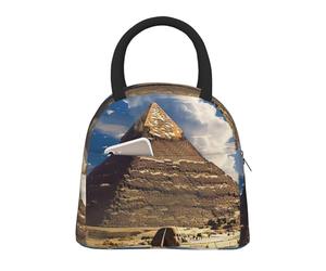 kkvhhyuo Sac à déjeuner isotherme avec imprimé pyramides d'Égypte, sac isotherme réutilisable avec poignée noire pour pique-nique, école, bureau