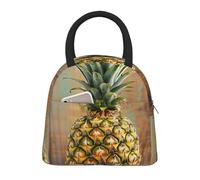 kkvhhyuo Sac à déjeuner isotherme avec motif ananas - Réutilisable - Avec poignée noire - Pour pique-nique, école, bureau