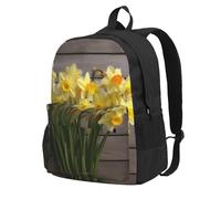 kkvhhyuo Sac à dos de grande capacité avec compartiment pour ordinateur portable, sac à dos d'école, de voyage, pour l'école, le travail, la randonnée, Bouquet de jonquilles, One Size