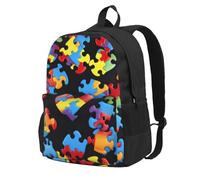 kkvhhyuo Sac à dos de grande capacité avec compartiment pour ordinateur portable, sac à dos d'école, de voyage pour l'école, le travail, la randonnée, Puzzle de sensibilisation à l'autisme., One Size