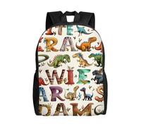 kkvhhyuo Sac à dos d'école léger avec compartiment pour ordinateur portable, sac à dos pour homme et femme, sac à dos d'école, de travail, de voyage., Lettres d'apprentissage élégantes avec dinosaures