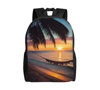 kkvhhyuo Sac à dos d'école, léger et décontracté avec imprimé feuilles tropicales colorées pour garçons, filles, adolescents et adultes, Coco Beach Sunset Hamac, One Size, Sac à dos tyrolien