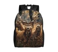 kkvhhyuo Sac à dos d'école, léger et décontracté avec imprimé poissons tropicaux, corail, monde sous-marin, pour garçons, filles, adolescents et adultes, Cerfs sauvages naturels, One Size, Sac à dos