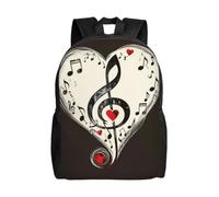 kkvhhyuo Sac à dos d'école, léger et décontracté avec imprimé poissons tropicaux, corail, monde sous-marin, pour garçons, filles, adolescents et adultes, Symboles de musique amour., One Size, Sac à