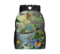kkvhhyuo Sac à dos d'école, léger et décontracté avec imprimé poissons tropicaux, corail, monde sous-marin, pour garçons, filles, adolescents et adultes, Beaucoup de grenouilles chantent sur les