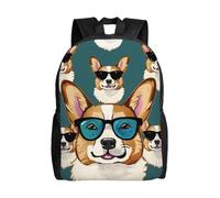 kkvhhyuo Sac à dos d'école, léger et décontracté avec inscription « Dollar Sign » pour garçons, filles, adolescents et adultes, Lunettes et moustaches Corgi mignons, One Size, Sac à dos tyrolien