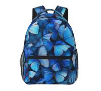 kkvhhyuo Sac à dos décontracté avec impression artistique Merry Christmas - Sac à dos léger décontracté pour homme et femme - Sac d'école pour garçons et filles, De nombreux papillons bleus., One Size