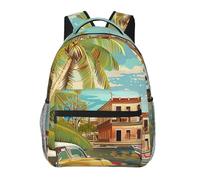kkvhhyuo Sac à dos décontracté avec impression artistique Merry Christmas - Sac à dos léger pour ordinateur portable - Pour homme et femme - Sac à dos d'école pour garçons et filles, Île de Cuba, One