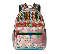 kkvhhyuo Sac à dos décontracté avec imprimé abeille, sac à dos léger pour ordinateur portable pour hommes et femmes, sac à dos d'école pour garçons et filles, Big Cake Happy Birthday, One Size, Sac à