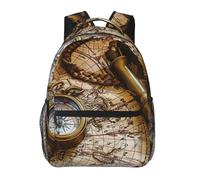 kkvhhyuo Sac à dos décontracté avec imprimé batterie cool, sac à dos léger, sac de voyage décontracté pour hommes et femmes, sac d'école pour garçons et filles, Boussole et carte du vieux monde, One