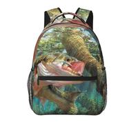 kkvhhyuo Sac à dos décontracté avec imprimé orchidée cloche, sac à dos léger pour ordinateur portable, voyage, université, w nd, aventures., Bass Fishing Wave, One Size