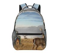 kkvhhyuo Sac à dos décontracté avec imprimé orchidée cloche, sac à dos léger pour ordinateur portable, voyage, université, w nd, aventures., Chasse aux cerfs, One Size