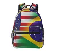 kkvhhyuo Sac à dos décontracté avec imprimé orchidée cloche, sac à dos léger pour ordinateur portable, voyage, université, w nd, aventures., Drapeaux américains et brésiliens, One Size