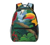 kkvhhyuo Sac à dos décontracté avec imprimé orchidées, sac à dos léger pour ordinateur portable pour hommes et femmes, sac à dos d'école pour garçons et filles, Ara et toucan perché des forêts