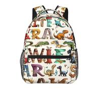 kkvhhyuo Sac à dos décontracté avec imprimé planche de surf - Sac à dos léger décontracté pour homme et femme - Sac d'école pour garçons et filles, Lettres d'apprentissage élégantes avec dinosaures