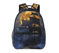 kkvhhyuo Sac à dos décontracté avec imprimé tournesol rétro, sac à dos léger, sac de voyage décontracté pour hommes et femmes, sac d'école pour garçons et filles, Voilier pirate pleine lune, One Size