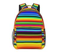 kkvhhyuo Sac à dos décontracté avec imprimé village de Noël - Sac à dos léger pour ordinateur portable - Pour homme et femme - Sac à dos d'école pour garçons et filles, Rayures mexicaines colorées